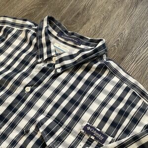 Columbia PFG Super Bonehead Shirt Men's 2XL Short Sleeve Blue White Check Vented